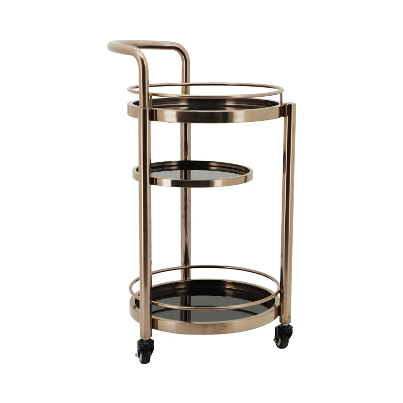 

Mobile Drinks Trolley Service Trolley High-End Commercial Hotel Hotel Three-Layer round Tea Weagon Food Delivery Van