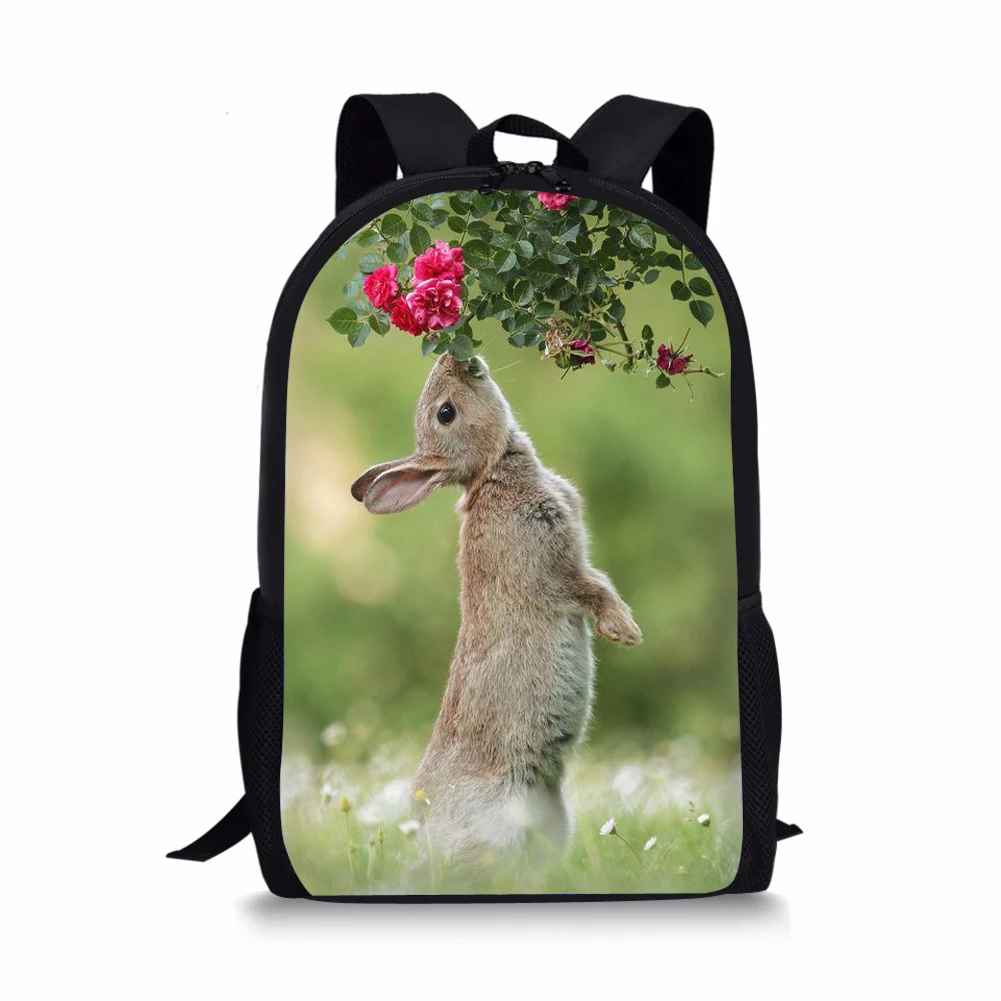 Cute Rabbit Pattern Print School Bags Daily Travel Climbing Durable Backpack Trendy Birthday Gift for Kids Fashion Knapsack