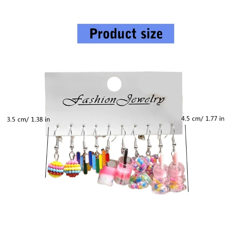 Модный набор сережек с имитацией пузырьков и чая молоком 11 пар милые прочные