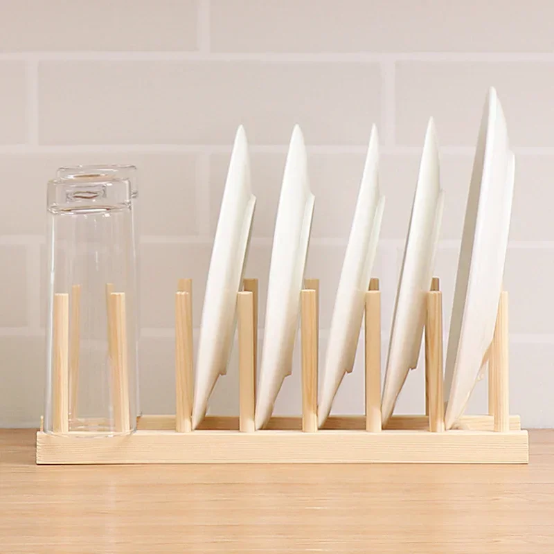 Экологичная деревянная кухонная полка для хранения посуды Tupperware и китайских