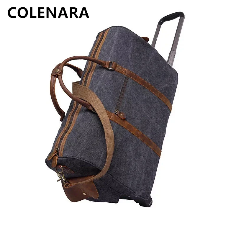 COLENARA Luggage High Quality Women's Canvas Trolley Case New Men's Fashion Travel Handbag Universal Wheel Rolling Suitcase