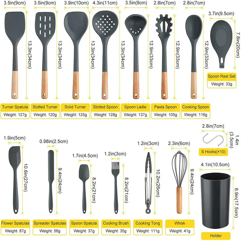 

9-Piece Colorful Nonstick Utensils Colorful Nonstick Silicone Kitchen Cooking Utensil Set with 9-Piece Holder - Perfect for Any