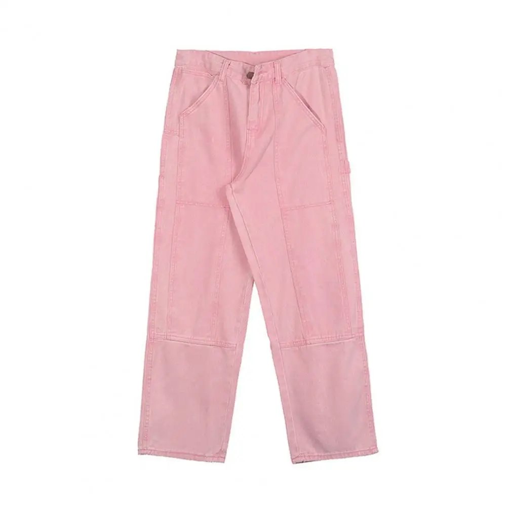 

Stylish Casual Pants Distressed Soft Hip Hop Straight Wide Leg Denim Pants Washed Men Jeans Streetwear