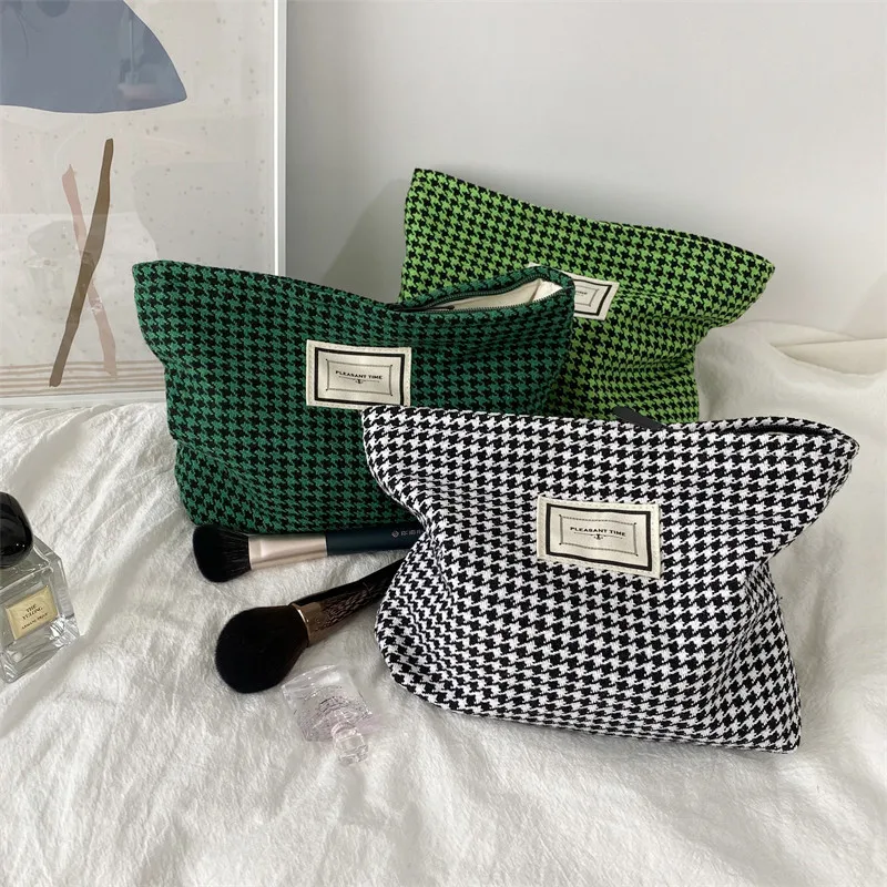 

Women Cosmetic Bag Retro Corduroy Makeup Toiletries Pencil Bag Organizer Waterproof Travel Large Capacity Beauty Storage Cases