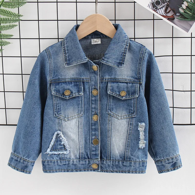 

Boys Denim Jacket Vintage Ripped Turn-Down Collar Jean Jackets 2-6 Years Old Boy Casual Outerwear Streetwear