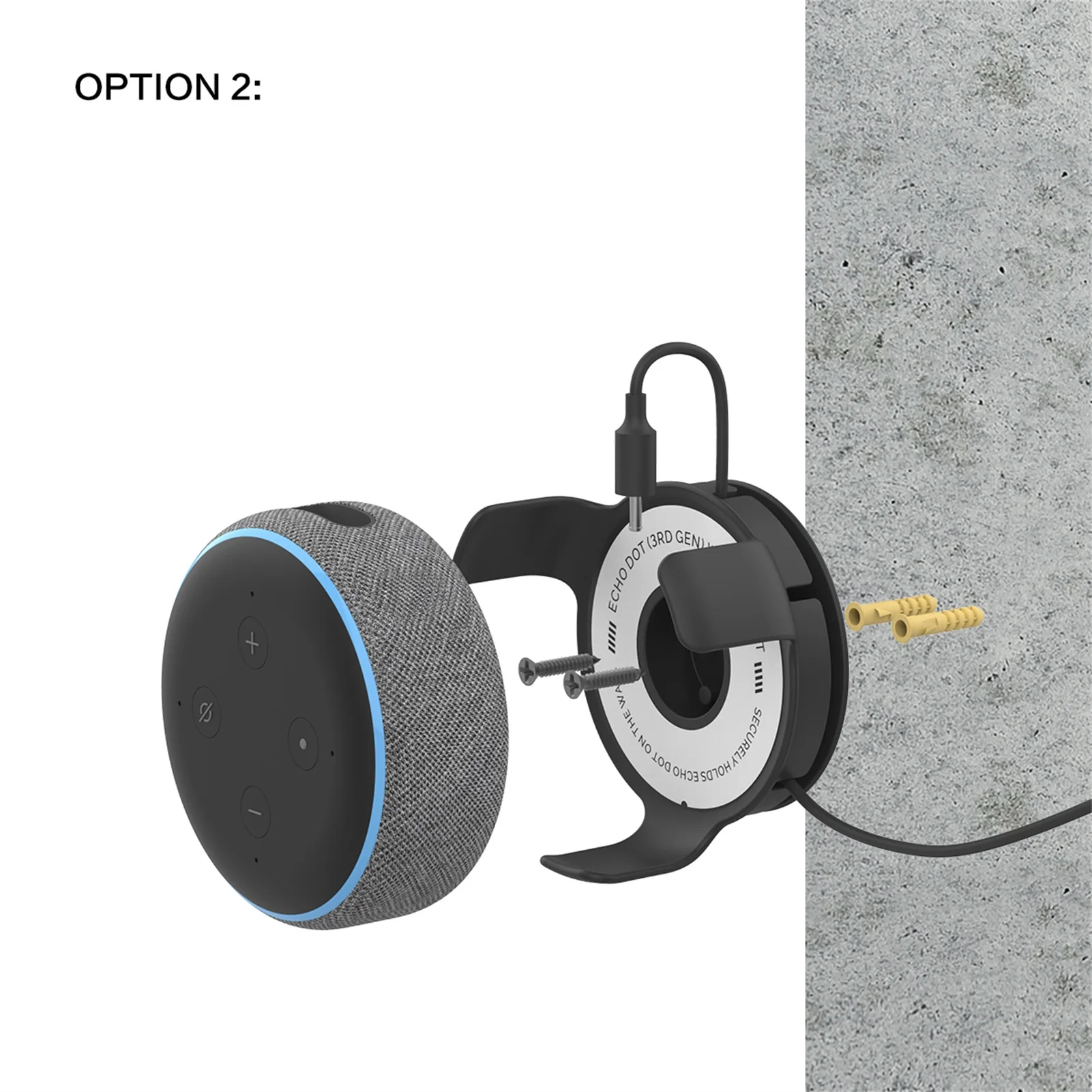 Настенный держатель для Echo Dot 3-го поколения со встроенным кабелем Экономия