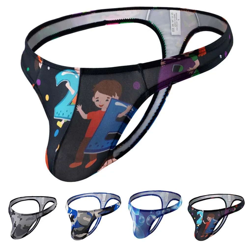 

Mens Sexy Lingerie Print Low Rise Underwear Briefs Boy Sissy G-string Panties Erotic Hombre Male Lingerie Tanga Nightwear