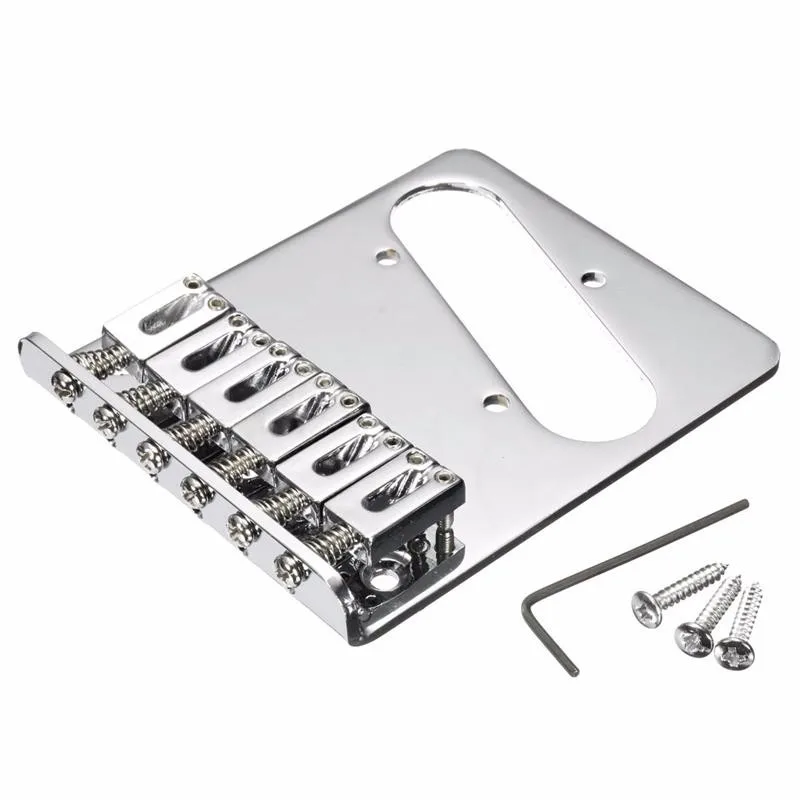 

Chrome 6 Saddles Ashtray Bridge Tailpiece for Telecaster Tele TL Electric Guitar Replacement