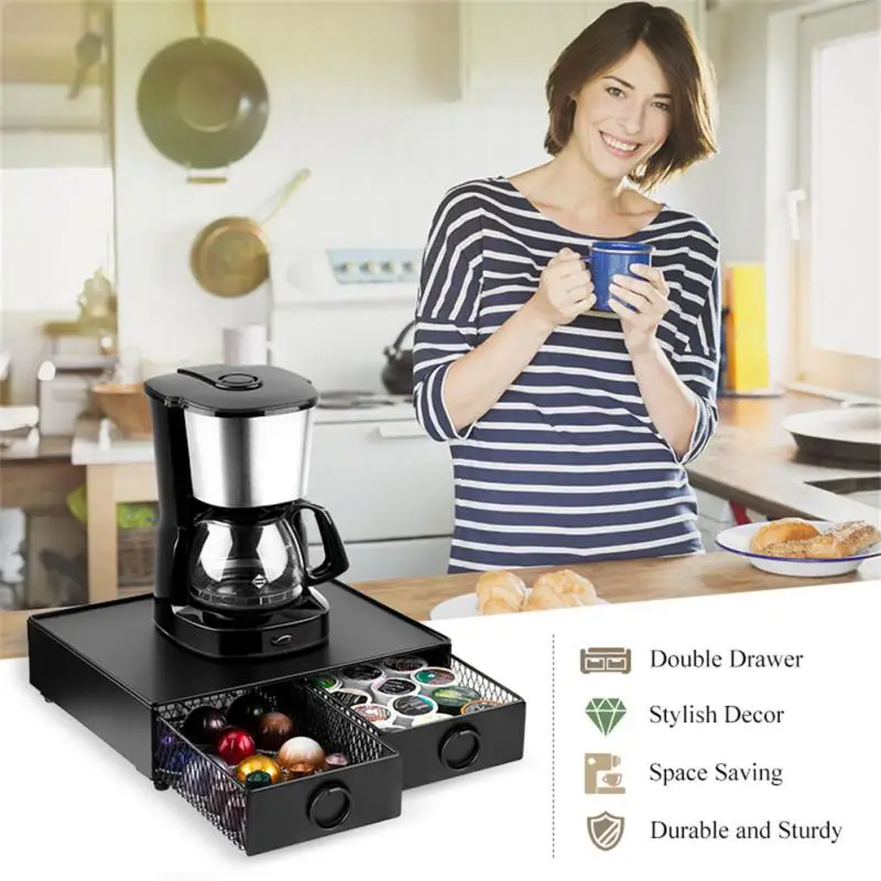 

Черная стойка для экономии пространства, стеллаж для железных кофейных капсул, прочная кухонная стойка, кухонные инструменты в выдвижном с...