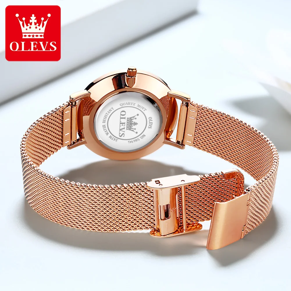 OLEVS Luxury Ladies Watch For Women Fashion Retro Female Waterproof Watches Steel Quartz Watch For Women Relógio Feminino 5869