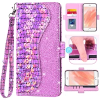 sequin flip cover leather wallet phone case for xiaomi redmi note 9 10 5g 10x 4g 9t 9s max k20 k30 k40 poco f3 f2 11i pro zoom