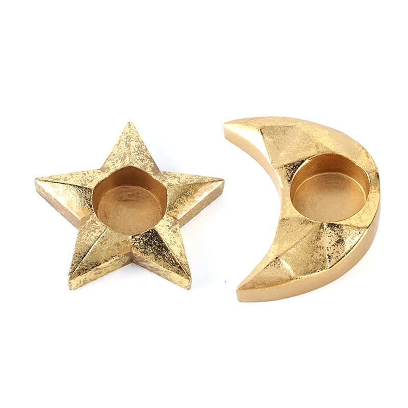 

Подсвечник из смолы в скандинавском стиле с Луной и звездами, подсвечник для ароматерапии, украшение для праздника, свадьбы, дня рождения