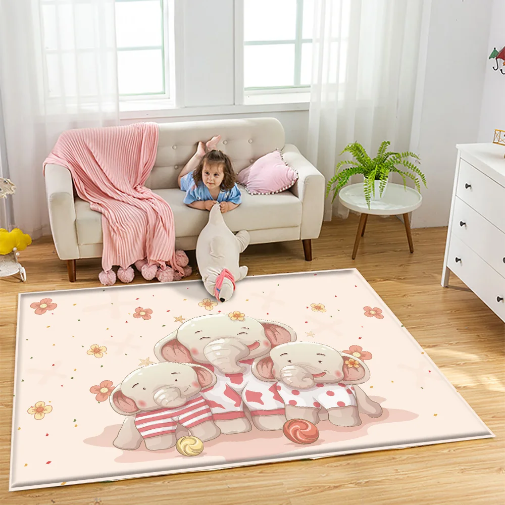 

Baby Play Mat Rectangular Children Carpet Simplicity Animal Bunny Bee Pattern Children Flannel Carpet Baby Hand Print Carpet