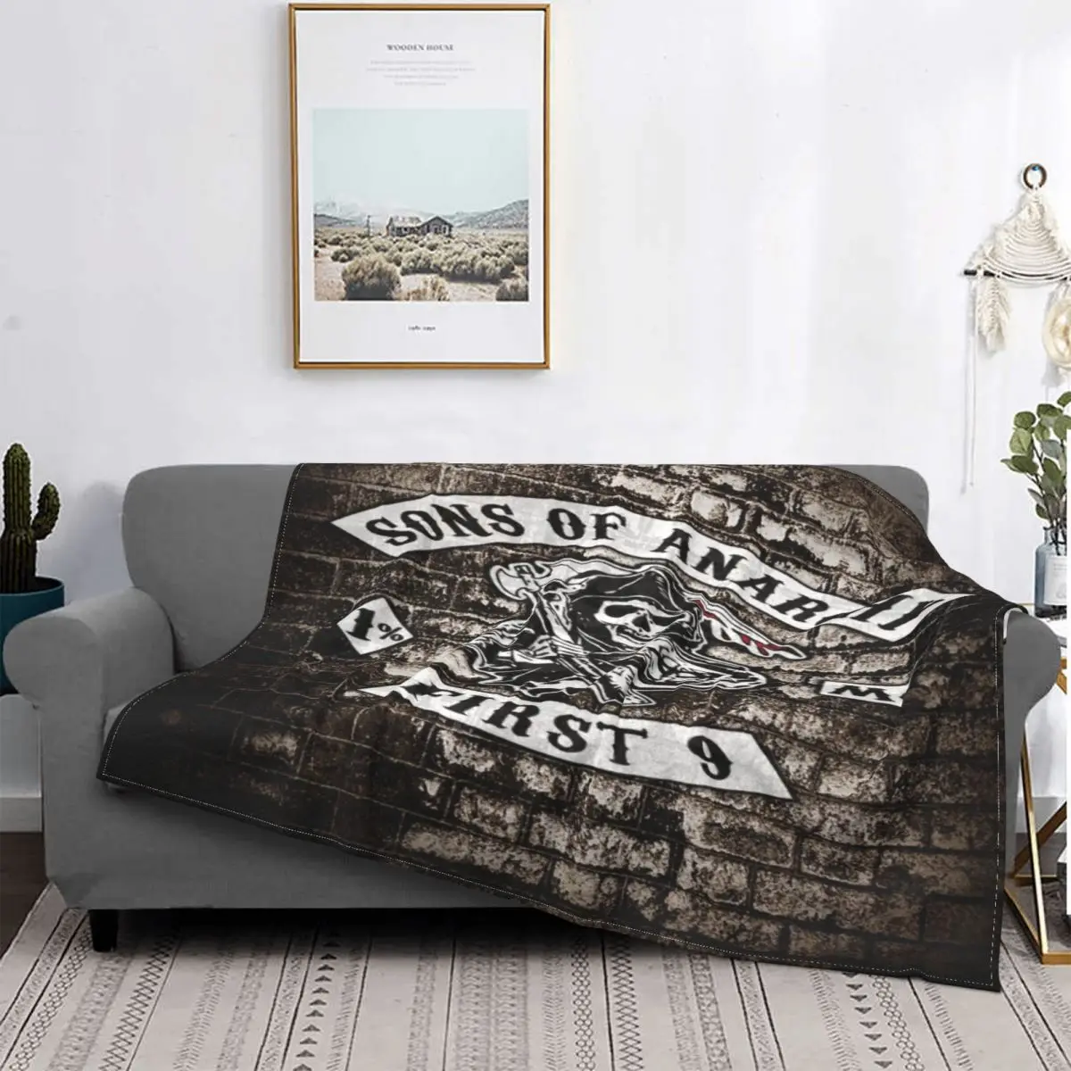 

Son Of Anarchy-Manta a cuadros para cama, colcha para cama, 2007
