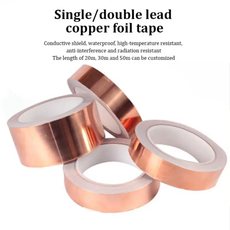 

Copper Foil Tape Copper Foil Strip Double Guide 50m Heat Resist Tape Conductive Copper Foil Accessories Tools Back Adhesive