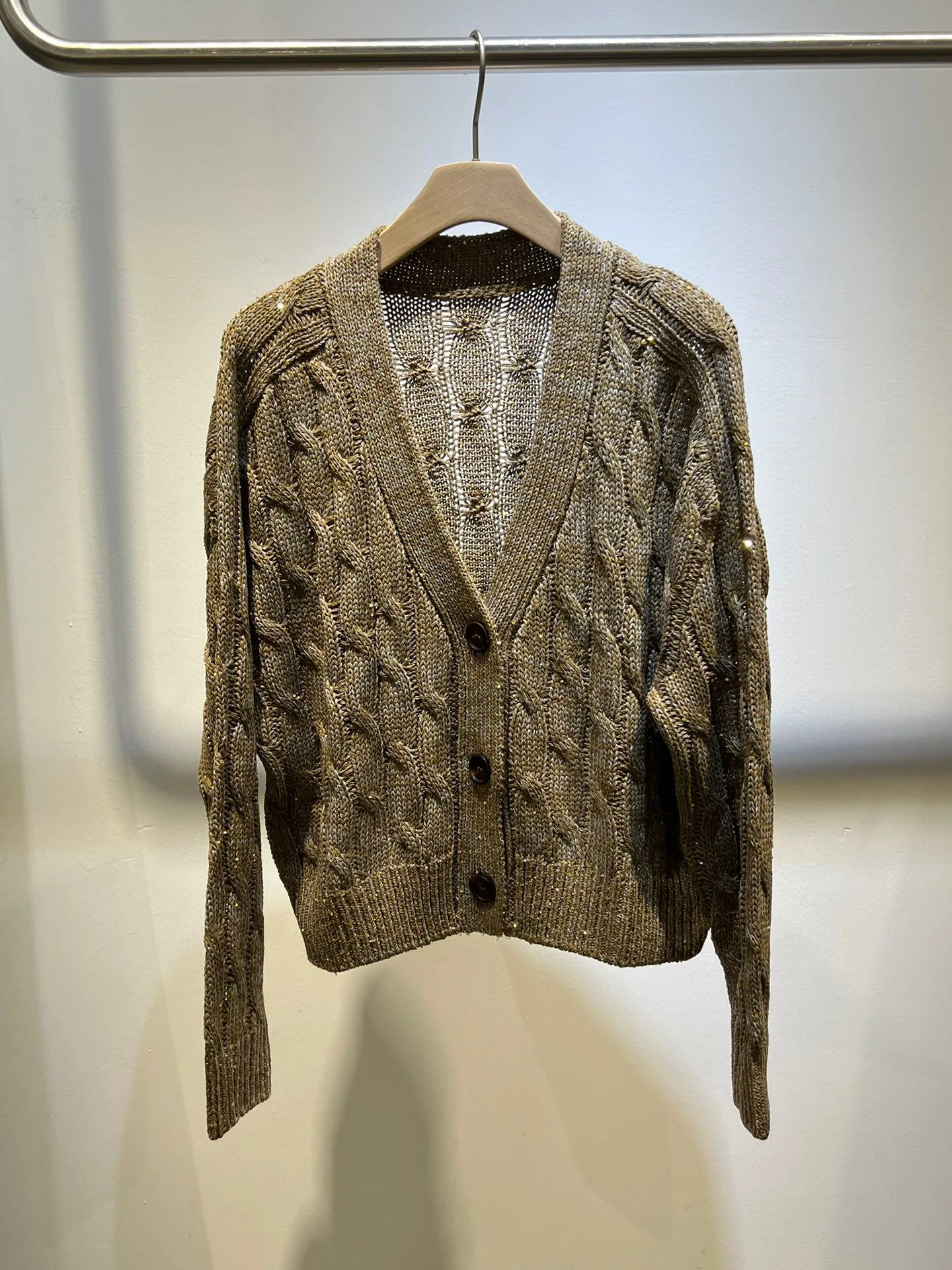 Роскошный повседневный летний льняной кардиган с отделкой из бисера