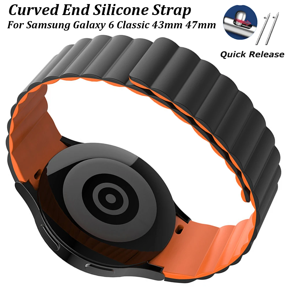 

Magnetic Silicone Strap for Samsung Galaxy 6Classic 43mm 47mm 5pro 4classic Curved End Band for Samsung Galaxy 6 5 4 40mm 44mm