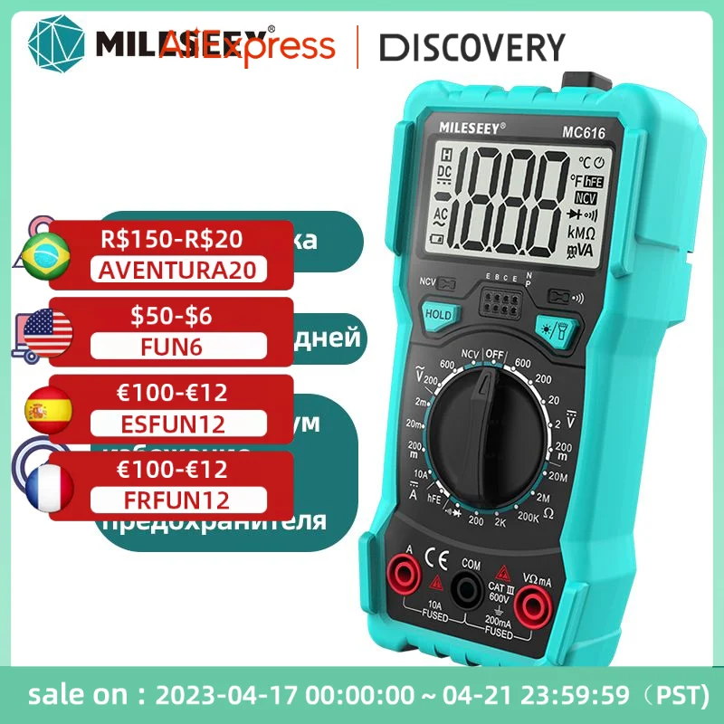 Мультиметр MILESEEY, цифровой измеритель напряжения и силы тока, с функцией True RMS