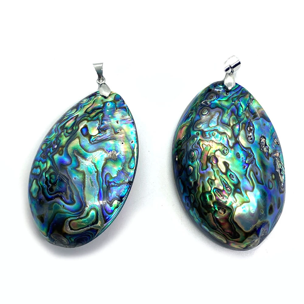 

Double Sided Abalone Shell Necklace Pendant Vintage Natural Color 37x55mm Abalone Shell Pendants DIY Jewelry Making Accessories