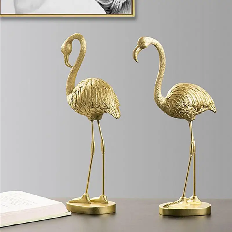 

Nordic Style Luxury Golden Flamingo Figurine Home Resin Decoration Crafts TV Cabinet Decoration Personality Creative Ornament