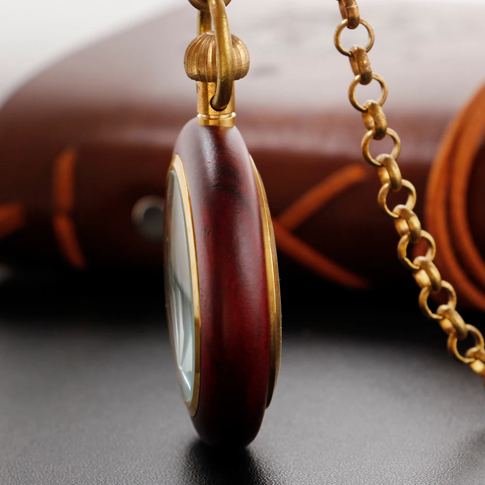 Vintage Wood Hollow Out Mechanical Pocket Watch High Quality Unisex Necklace Timing Pendant Mens and Women's Pocket Watch Renoj