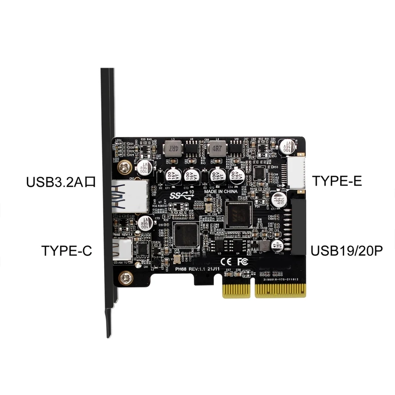 

PCI-E to USB3.2 Type-E Front Panel Internal Expansion Card 10G PCI Express X4 X8 X16 to USB3.2 19P20P Type C Adapter