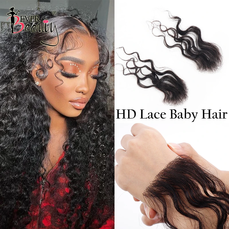 HD Lace Baby Hair Stripes Human Hair Baby Hair Edge 4 Pcs Body Wave Swiss Lace Hairline Baby Hair Strips For Women Ever Beauty