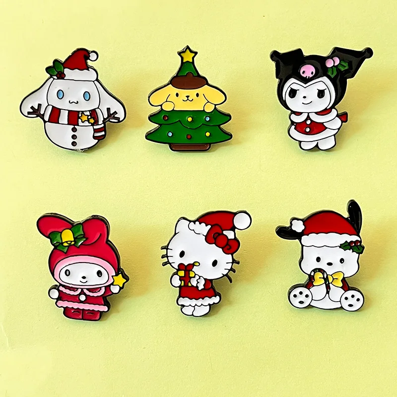 

Sanrio Brooch Hello Kitty Ornaments Christmas My Melody Cinnamoroll Metal Badge Anime Clothing Bag Accessories Kawaii Decoration