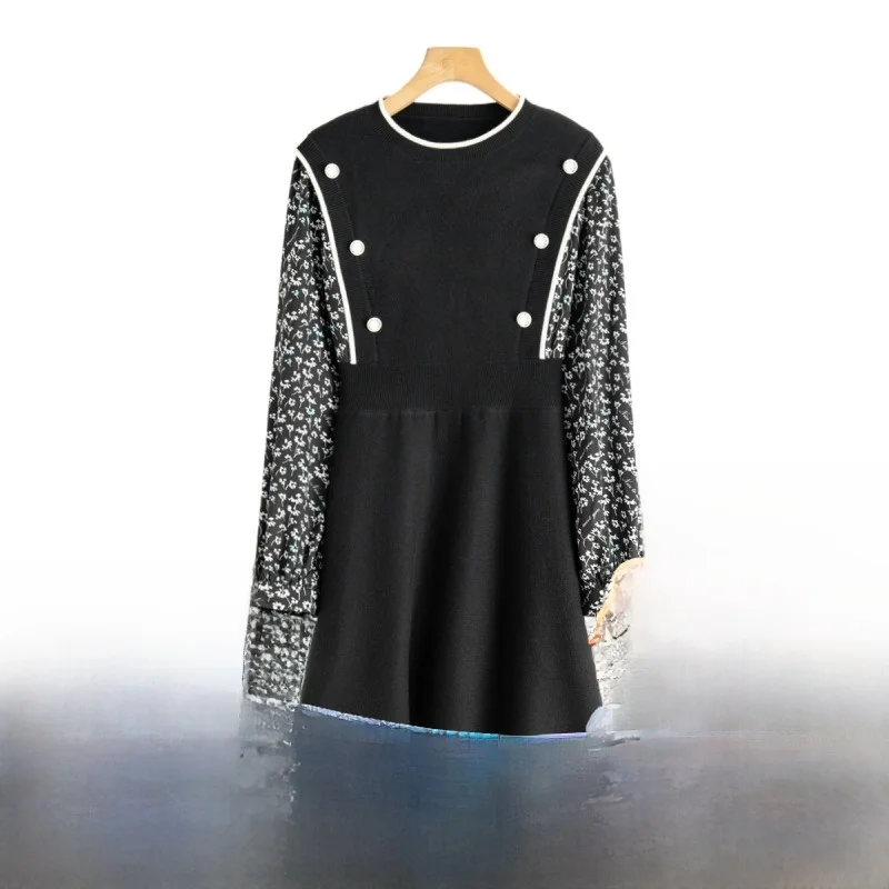 West Lake Pavilion [Shadow] Зимний принт в стиле пэчворк искусственное трикотажное платье из