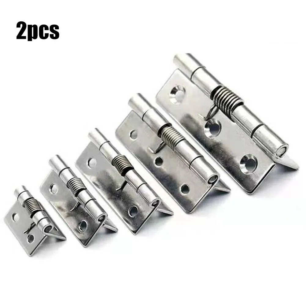 

2pcs 1/1.5/2/2.5/3Inch Self Closing Stainless Steel Spring Door Hinge Hardware Furniture Hinges For Gift Boxes Windows Cabinets