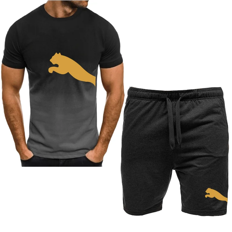 Men's branded t-shirt sets, tops and shorts, activewear, casual wear, polyester shirts, streetwear, summer fashion