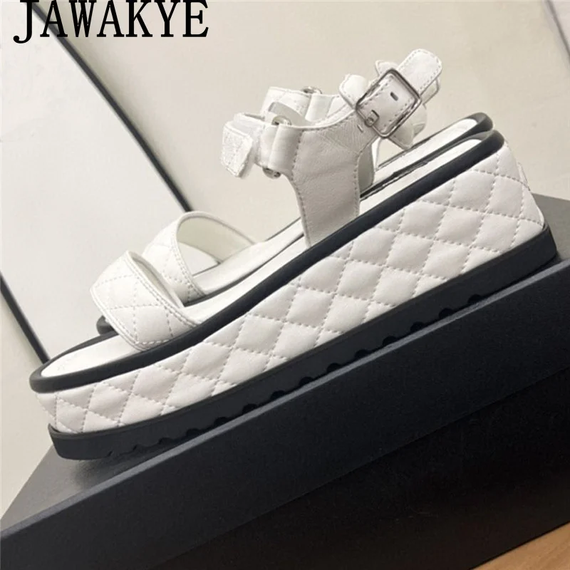 

Genuine Leather Platform Sandals Thick Bottom Sewing Gladiator Sandals for Women Beach Flat Ladies Causal Shoes Women's Shoes