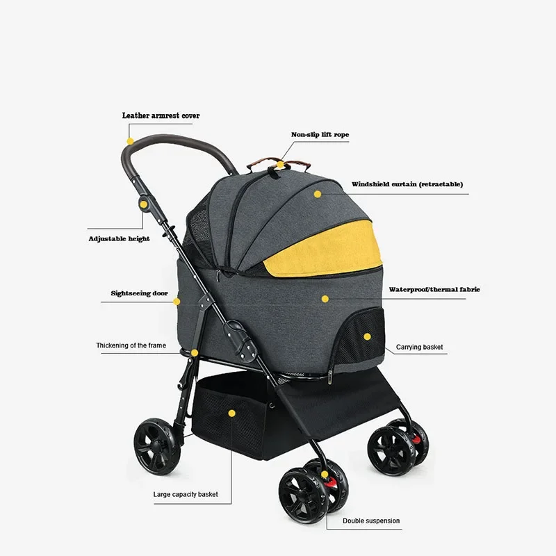 Коляска для домашних животных легкая складная разделенная транспортная средних