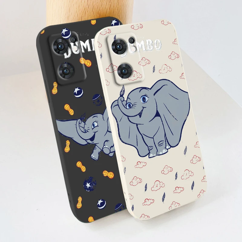 

Disney Cute Dumbo Art Phone Case For OPPO Find X5 X3 Lite F21 A96 A94 A93 A77 A76 A74 A72 A57 A53S A16 Liquid Rope