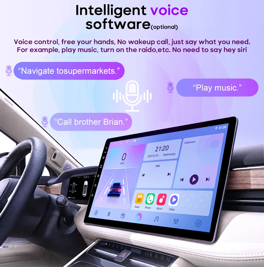 Фото Android 15 универсальный 9/10-дюймовый автомобильный стерео CarPlay автомобильный радиоприемник Android Auto GPS мультимедийный плеер 2 DIN Wi-Fi плеер QLED Экран BT №4