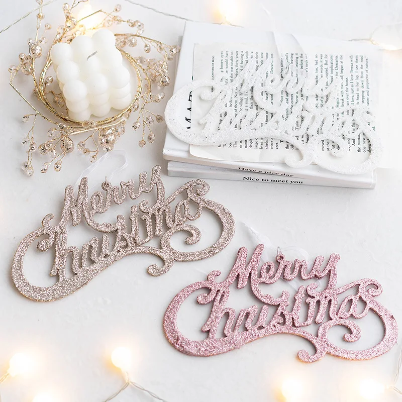 

2 шт. блестящая доска с надписью "Merry Christmas", подвесные украшения для рождественской елки, сделай сам, пластиковая липкая пудра, Рождественска...