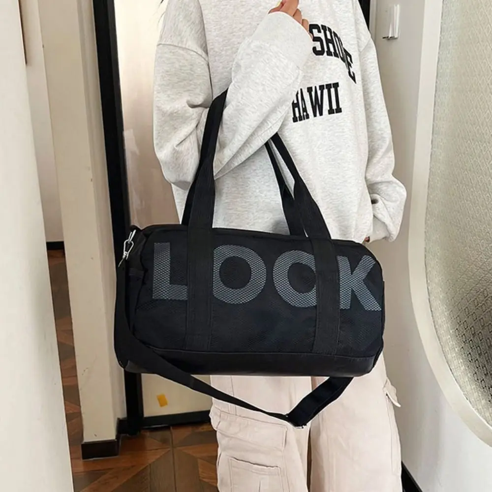 Портативная нейлоновая пляжная сумка через плечо с буквенным принтом однотонная