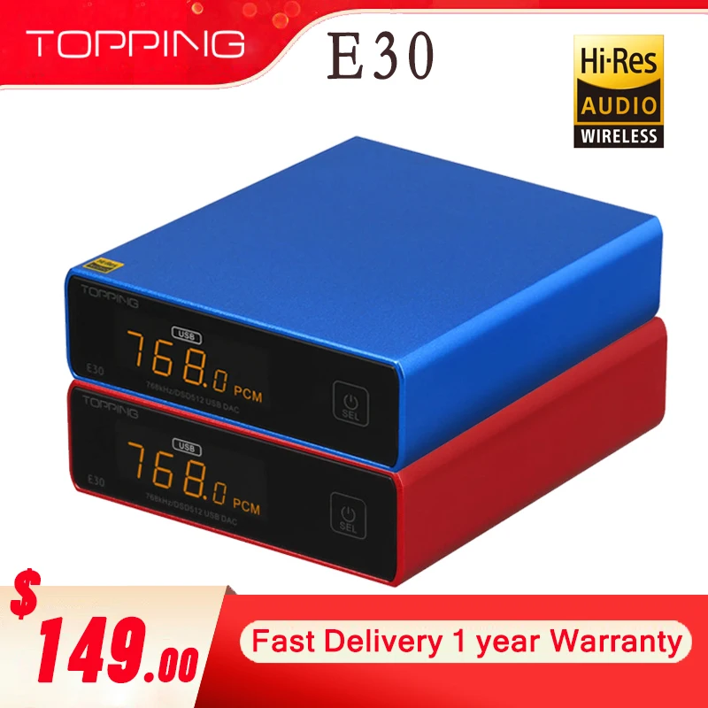 

TOPPING E30 COLOR AK4493 Decoder XU208 32BIT/768K DSD512 Touch Operation with Remote Control Hi-Res DAC