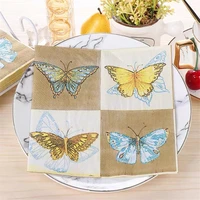 10pcs 3333cm golden butterfly theme paper napkins serviettes decoupage decorated for wedding party virgin wood tissues