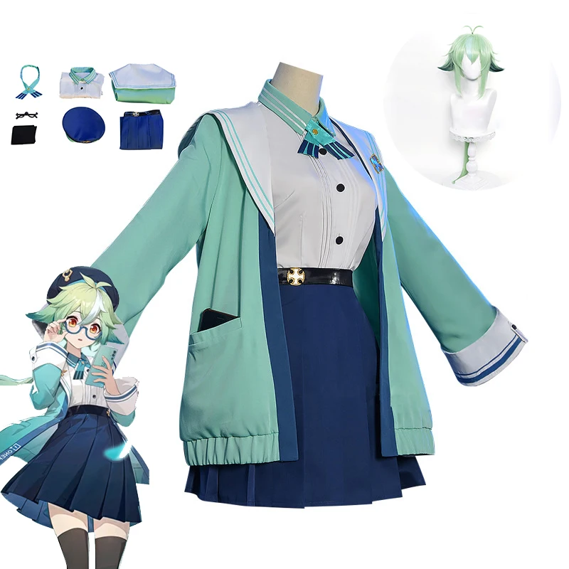 

Anime Genshin Impact Cosplay Costume Wig Game Suit Genshin Impact Halloween Costumes Sucrose Women Cute JK Uniforms