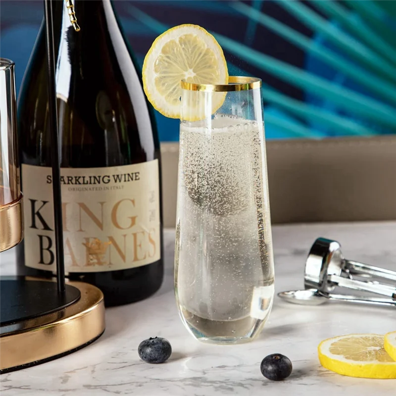 24 пластиковых флейты для шампанского без ножек пластиковые бокалы с золотой