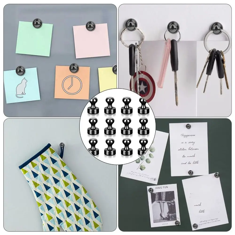 

12Pcs Refrigerator Sucker Home Office Whiteboard Neodymium Magnet Pins Refrigerator Magnetic Push Pins Thumb Tacks