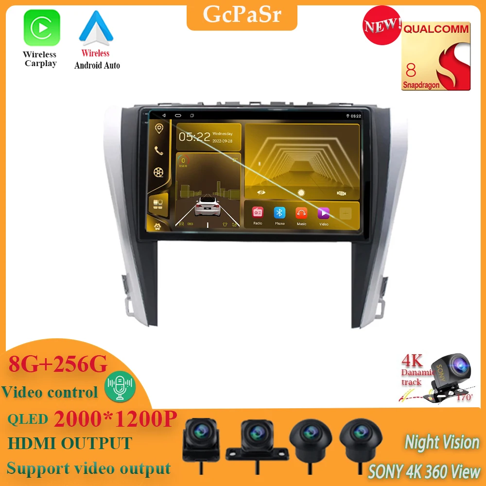 

Android 13 Qualcomm Snapdrag для Toyota Camry 7 XV 50 55 2014 - 2017 Автомобильный Dvd автомобильный радиоприемник стерео мультимедийный плеер GPS навигация