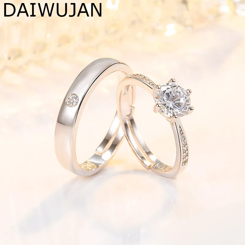 Женское и мужское кольцо с фианитом простое круглое шестью крапанами из циркония