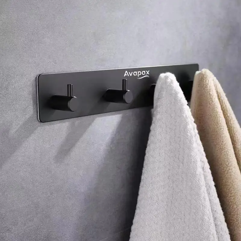 

Avapax Black Robe Hook Wall Hook Stainless Steel Door Back Clothes Hook Nail Free Wall Hook Coat Clothes Holder Bathroom Kitchen
