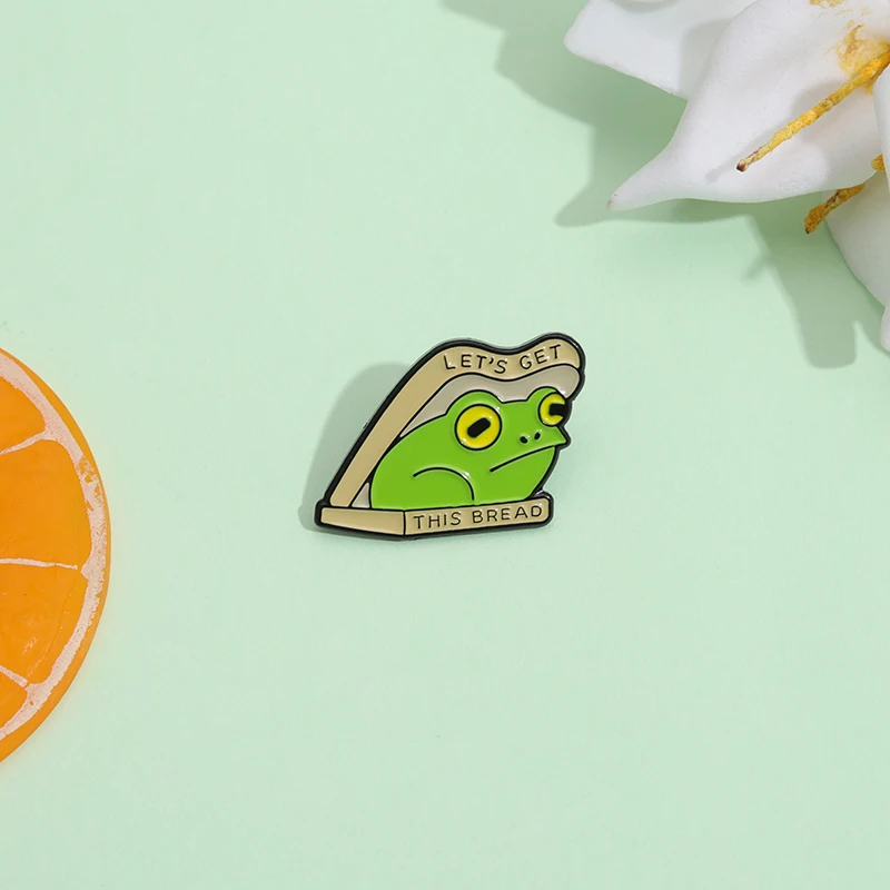 

Let's Get This Bread Enamel Pins Custom Cute Frog Cartoon Brooches Metal Funny Froggy Lapel Badges Jewelry Gift for Kids Friends