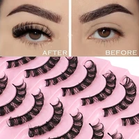 10 pairs dramatic false eyelashes 3d fluffy thick russian curling eyelash extension large arc russian lashes strip eye makeup