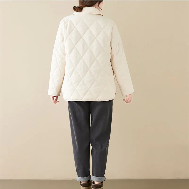 Women's Cotton Coat Fashion Casual Quilted Padded Jacket Winter Coat Women