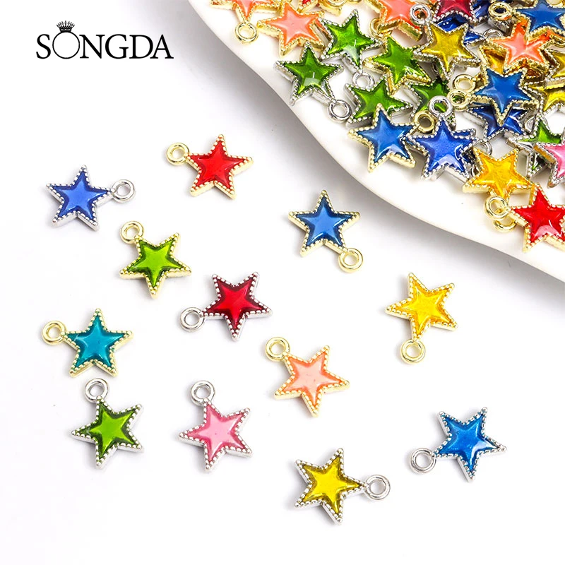 

15pcs Cartoon Pentagram Enamel Charms Multicolor Geometry Trendy Alloys Pendants Making Accessories DIY Necklaces Jewelry Gifts
