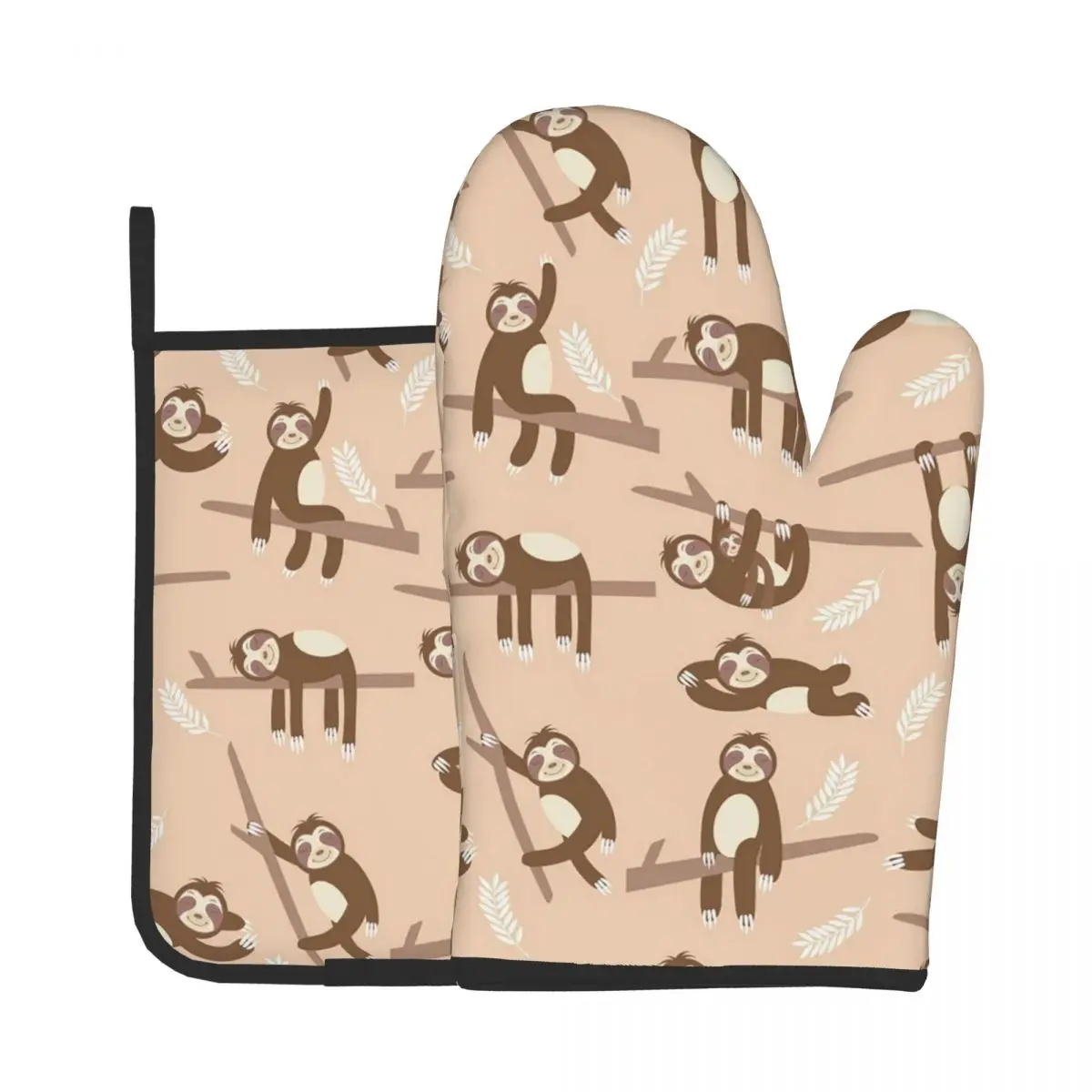 

2PCS/Set Sloth Cute Kitchen Gloves Baking Oven Cooking Oven Mitts Animal Heatproof Potholder BBQ Gloves Microwave Insulation Mat